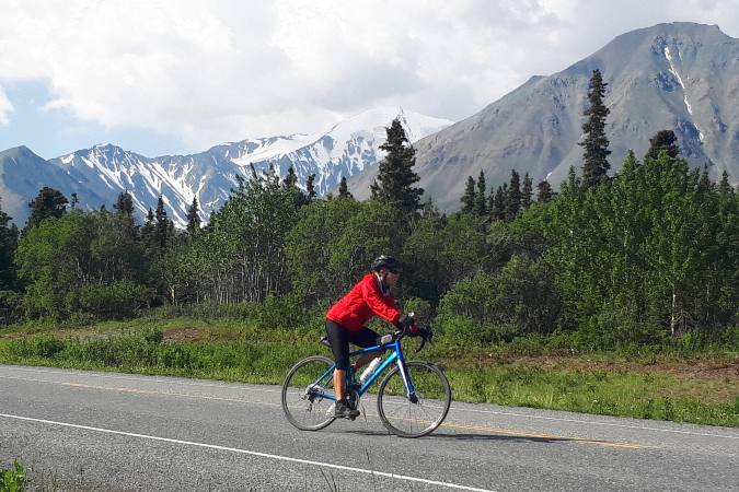 bicycling along Alaska Highway