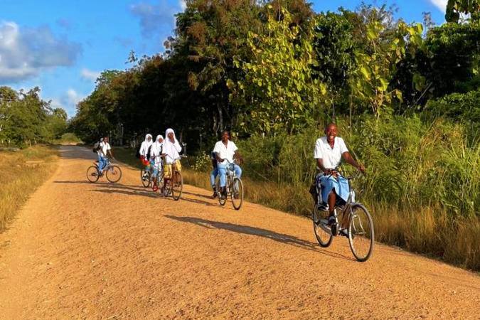 Tanzania cyclists going to town